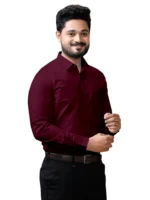 Khushi Fashion Cotton Blend Regular Fit Full Sleeves Men's Formal Shirt - Maroon ( Pack of 1 ) - Image 4
