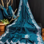 Kishan trade Georgette Colorblock Banarasi saree With Unstitched Blouse Piece ( Teal )