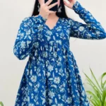 KumKum Creation Women's Rayon A-Line Top ( Blue )