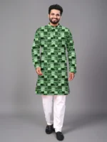 Green Cotton Blend Men's Regular Kurta ( Pack of 1 )
