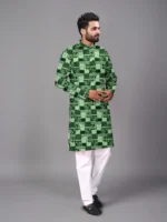 Green Cotton Blend Men's Regular Kurta ( Pack of 1 ) - Image 4