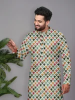 Multi Cotton Blend Men's Regular Kurta ( Pack of 1 ) - Image 3