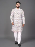 White Cotton Blend Men's Regular Kurta ( Pack of 1 )
