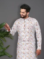 White Cotton Blend Men's Regular Kurta ( Pack of 1 ) - Image 3