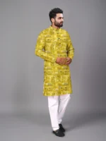 Yellow Cotton Blend Men's Regular Kurta ( Pack of 1 ) - Image 2