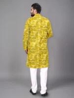 Yellow Cotton Blend Men's Regular Kurta ( Pack of 1 ) - Image 3