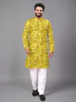 Yellow Cotton Blend Men's Regular Kurta ( Pack of 1 )