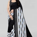 LEELAVATI Georgette Embroidered Saree With Unstitched Blouse Piece ( Black )