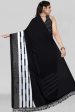 LEELAVATI Georgette Embroidered Saree With Unstitched Blouse Piece ( Black ) - Image 2