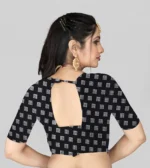 LEELAVATI Georgette Embroidered Saree With Unstitched Blouse Piece ( Black ) - Image 3