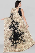 LEELAVATI Georgette Printed Saree With Unstitched Blouse Piece ( Black ) - Image 2