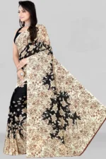 LEELAVATI Georgette Printed Saree With Unstitched Blouse Piece ( Black ) - Image 3