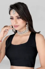 LEELAVATI Georgette Printed Saree With Unstitched Blouse Piece ( Black ) - Image 4