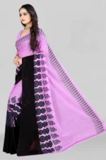 LEELAVATI Georgette Printed Regular Saree With Unstitched Blouse Piece ( Pink ) - Image 4