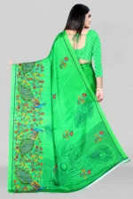 LEELAVATI Crepe Printed Saree With Unstitched Blouse Piece ( Green ) - Image 2