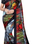 LEELAVATI Crepe Printed Saree With Unstitched Blouse Piece ( Multicolor )