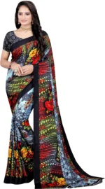 LEELAVATI Crepe Printed Saree With Unstitched Blouse Piece ( Multicolor )