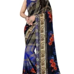 LEELAVATI Georgette Embroidered Saree With Unstitched Blouse Piece ( Multicolor )
