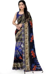 LEELAVATI Georgette Embroidered Saree With Unstitched Blouse Piece ( Multicolor )