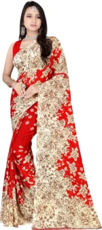 LEELAVATI Georgette Printed Saree With Unstitched Blouse Piece ( Multicolor )