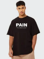 LEWEL Cotton Blend Oversized Fit Printed 3/4th Sleeves Men's Round T-Shirt - Black ( Pack of 1 ) - Image 4