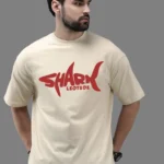 Leotude Men Cotton Blend Oversized Fit Printed T-Shirt ( Beige )