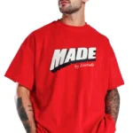 Leotude Pack of 1 Cotton Blend Oversized Fit Men's T-Shirt ( Red )