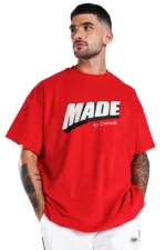 Leotude Pack of 1 Cotton Blend Oversized Fit Men's T-Shirt ( Red )