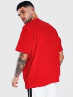 Leotude Pack of 1 Cotton Blend Oversized Fit Men's T-Shirt ( Red ) - Image 2