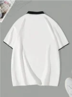 MD By Mathra Dass Men Cotton Blend Oversized Fit Solid Polo T Shirt ( White ) - Image 2