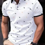 MD By Mathra Dass Men Cotton Blend Regular Fit Printed Polo T Shirt ( White )