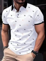 MD By Mathra Dass Men Cotton Blend Regular Fit Printed Polo T Shirt ( White )