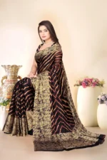 Gazal Fashions Banarasi Silk Embellished Saree With Unstitched Blouse Piece ( Cream ) - Image 2