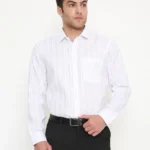 Maharaja Cotton Blend Slim Fit Full Sleeves Men's Formal Shirt - White ( Pack of 1 )