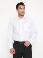 Maharaja Cotton Blend Slim Fit Full Sleeves Men's Formal Shirt - White ( Pack of 1 )