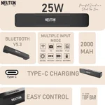 NEUTON PRO TOP BARR 25 W Bluetooth Speaker Bluetooth v5.0 with SD card Slot,USB,Aux Playback Time 5 hrs Black - Image 4