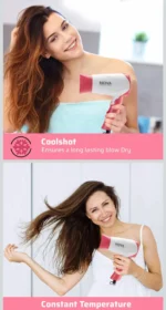 NV-1290 Foldable Hair Dryer for Men & Women with Stylish Nozzle, 2 Speed Control Nova Hair Dryer 1290 Multicolor 1000W Hair Dryer