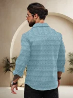 Nofilter Poly Cotton Regular Fit Self Design Full Sleeves Men's Casual Shirt - Light Green ( Pack of 1 ) - Image 2