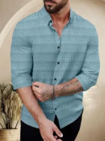 Nofilter Poly Cotton Regular Fit Self Design Full Sleeves Men's Casual Shirt - Light Green ( Pack of 1 ) - Image 3