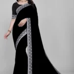 OM SAI CREATION Georgette Solid Baluchari Saree With Unstitched Blouse Piece ( Black )