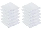 Mens Cotton Handerkerchief Hanky Rumal White Color with Self Design, Full size, Pack of 12