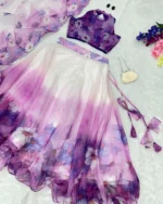 PuriMaa Purple Organza Circular Semi Stitched Lehenga - Image 2