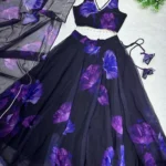 PuriMaa Purple Organza Circular Semi Stitched Lehenga