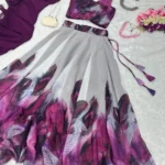 PuriMaa White Organza Circular Semi Stitched Lehenga