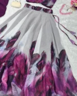 PuriMaa White Organza Circular Semi Stitched Lehenga - Image 2