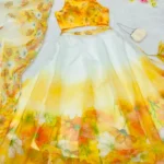 PuriMaa Yellow Organza Circular Semi Stitched Lehenga - Image 2