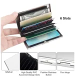 QItmirMKT RFID 6 Slot Credit Card Holder for Men & Women Stainless Steel Wallet Metallic Solid Men's RFID Wallet,Anti-theft Wallet With 6 Slots For Card ( Silver , Pack of 1 ) - Image 2