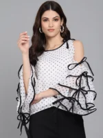 Raabta Fashion Women's Georgette Regular Top ( White )