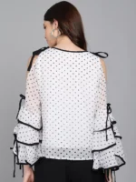 Raabta Fashion Women's Georgette Regular Top ( White ) - Image 4