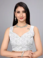 SIMRISH Net Embellished Saree With Unstitched Blouse Piece ( Pink ) - Image 4